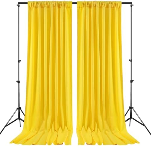 Yellow Backdrop Curtains 20ftx10ft Birthday Polyester Photo Drapes - Image 4