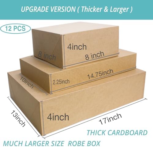 12 Rustic Kraft Gift Wrap Boxes with Lids for wrapping Large Clothes (Assorted sizes for wrapping Robes,Blankets, Coat, and Shirts) and 80 Different Occasion Tag Stickers for Graduations,Mother’s, Father’s Day,Birthdays, Baby Showers, Weddings Presents... - Image 2