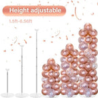 2 Sets Adjustable Balloon Column Stand Kit with Bases（Rose Gold Confetti） - Image 4