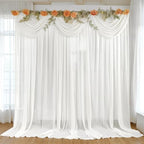 10ft x 10ft Cream White Backdrop Curtains, Wrinkle-Free Sheer Chiffon Fabric Photo Backdrop Drapes for Wedding Arch Party Ceremony Stage Photography Decorations by WishCare