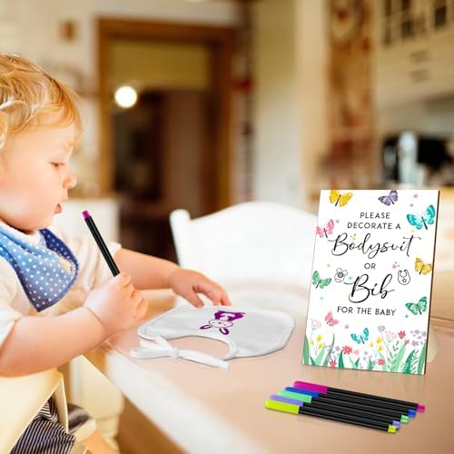69 Pcs Baby Bib Bodysuit Baby Shower Set Baby Shower Game Sign Baby Feeder Bib Newborn Bodysuit Fabric Marker - Image 6