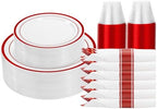 DaYammi 210PCS Red Plastic Dinnerware Set for 30 Guests by DaYammiwillaccompanyyou