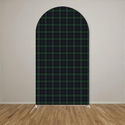 Arch Backdrop Cover Tartan Plaid Baby Shower Arch Stand Stretchy Cover for Bear Theme Boys Birthday Party Fiesta Decorations (6.6x3.3ft Cover,Green27) - Image 2