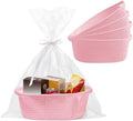 5 Pack Small Woven Cotton Rope Storage Basket with Gifts Bag and Ribbons, Natural Decorative Organizer Bin with Handles for Nursery, Living Room, Closet, Shelf, Pink by Lifenanny