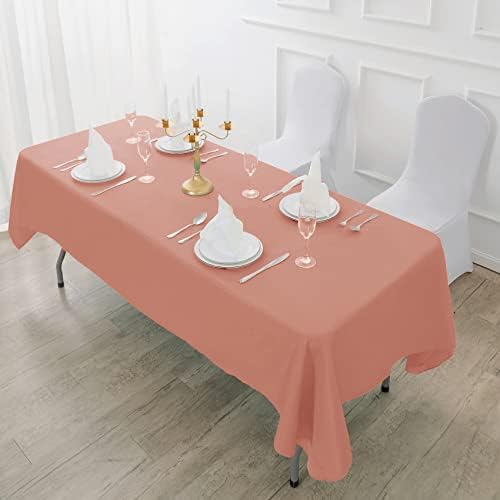 Fokitut 2 Pack Waterproof Rectangle Tablecloth, 90x132 Inch,Stain Resistant and Wrinkle Polyester Table Cloth, Fabric Table Cover for Kitchen Dining, Wedding, Party, Holiday Dinner-Dusty Pink - Image 5