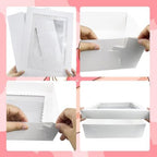 4 PCS 20x14x4.5inch Cake Boxes with Cake Boards White Rectangular Sheet Box - Image 5