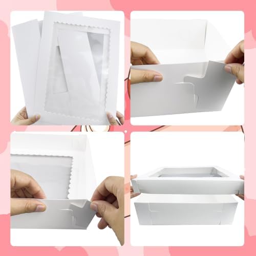 4 PCS 20x14x4.5inch Cake Boxes with Cake Boards White Rectangular Sheet Box - Image 5