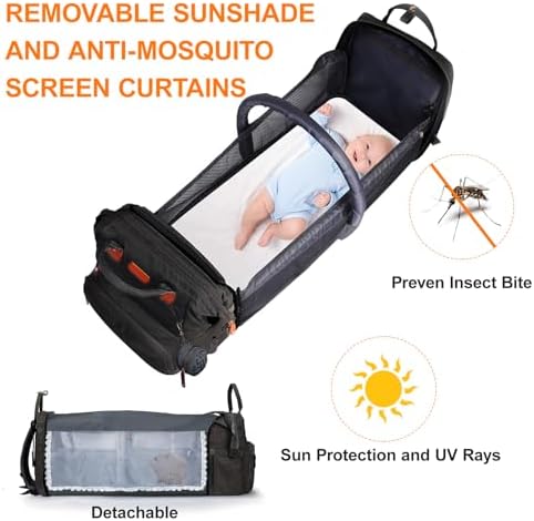 Diaper Bag Backpack with Changing Station, Black - Image 5