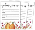 Pack of 30, Please Join Us Invitations with Envelopes, Autumn Pumpkin Watercolor Invites for Your Wedding, Bridal Shower, Baby Shower, Engagement Party, Birthday 5 X 7 Inches by Inkdotpot