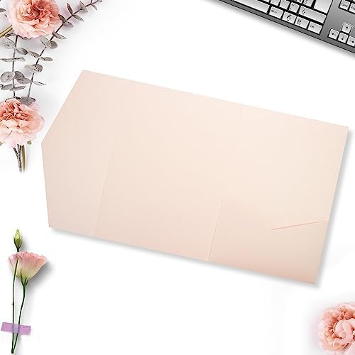 25 Pieces A7 Pocket Invitations (5.12 x 7.09) Trifold Wedding Invitation Cards for 5x7 Invites Wedding Bridal Shower Engagement Birthday Sweet 16 (Pearl Blush) - Image 2