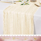 20 Pack Ivory Cheesecloth Table Runner 10FT Long Boho Gauze Fabric Table Runner Vintage Rustic Sheer Runners for Wedding Party Bridal Baby Shower Table Decorations - Image 5