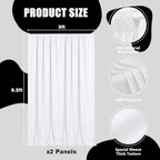 10x9.5 Ft White Backdrop Curtains for Parties, Polyester Photo Backdrop Curtain for Halloween Party, Wedding, Bridal Baby Shower, Stage Decoration, Photoshoot Background (2 Panels 5x9.5Ft) - Image 2