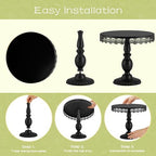 3 PCS Black Cake Stands (8"&10"&12" Plate), Cupcake Stand with a lace Hollow Border Metal Cake Stand Set for Birthday Party, Wedding, Anniversary, Baby Shower - Image 6