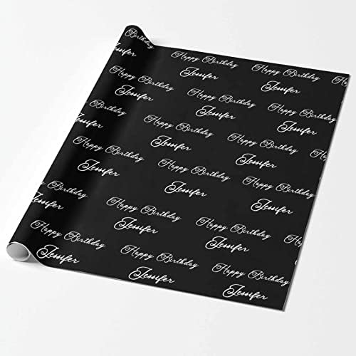MyPupSocks Customized Face Wrapping Paper, Personalized Wrapping Paper Happy Birthday with Name Black Photo Picture Gift Wrap Paper Roll 58x23 for Women Men Kids Boys Girls Baby Birthday 5 Rolls - Image 2