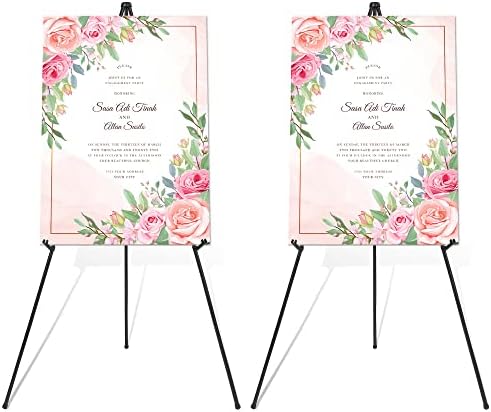Easel Stand for Wedding Sign & Poster 63'' Easels for Display Portable Art Easel for Floor Adjustable Metal Easel Black 2 Pack by DDEAT