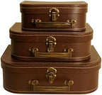 wald imports - Set of 3 Paperboard Suitcases - Decorative Storage Boxes - Suitcase Set for Decoration, Storage, and More (Brown) by WaldImports