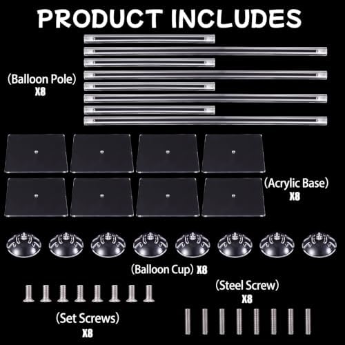 Mifoci Adjustable 23.6 Inch 8 Pack Clear Acrylic Balloon Stands for Table - Image 3