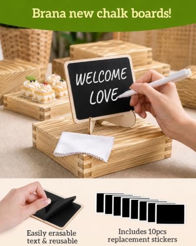 10PCS Pine Wooden Nested Buffet Risers with Mini Signs - Image 4