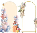 Metal Arch Backdrop Stand and Cover Set, 6FT Beige Reusable Spandex Fitted Backdrop Cover and Gold Wedding Arch Frame for Baby Shower, Birthday, Parties Decoration. by CHUNQIANGCAIDESIGN