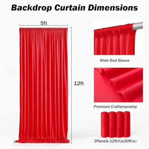 20x12 ft Red Backdrop Curtains for Weddings Parties, Birthdays and Photos - Image 5
