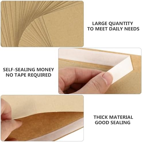Vintage Kraft Paper Blank Envelopes 50Pcs Glue Free Self Sealing - Image 3