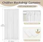 10ft x 10ft Cream White Backdrop Curtains, Wrinkle-Free Sheer Chiffon Fabric Photo Backdrop Drapes for Wedding Arch Party Ceremony Stage Photography Decorations - Image 3
