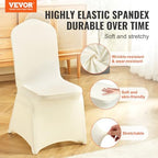 VEVOR Stretch Spandex Folding Chair Covers, Universal Fitted Chair Cover, Removable Washable Protective Slipcovers, for Wedding, Holiday, Banquet, Party, Celebration, Dining, 100PCS (Ivory/Beige) - Image 2