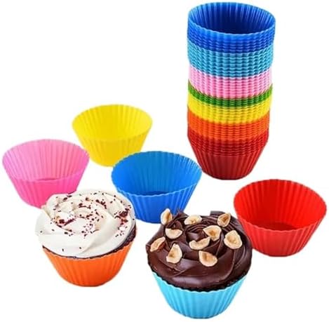 Cupcake Liners For Baking Cups Muffin Liners 24pcs Silicone Cake Mold Round Muffin Cupcake Baking Molds Reusable DIY Cake Decorating Tools Baking Supplies by Unknown