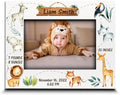 BELLA BUSTA- Personalized Birth Announcement Keepsake-Safari Animal Theme-Welcome Baby Picture Frame-Custom Animal Nursery Wall Art-UV Print (5x7 Horizontal) by BELLA+BUSTA