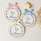 Embroidery Baby Name Sign, Personalized Welcome Baby Hoop Sign with Bow, Custom Baby Name Sign for Hospital, Infant Baby Shower Gifts New Parents (09) - Image 2