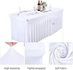 Besutolife 4ft White Tablecloth Rectangle Spandex Tablecloths for Wedding Birthday Parties Banquets Tables - Image 3