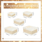 Cholemy 5 Pcs Christmas Nesting Gift Box with Lid Velvet Ribbon, Champagne - Image 2