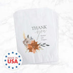 Personalized Indie Autumn Floral Thank You Treat Bags / 50 Custom Event Dessert Bags / 5 3/4" x 8" Indie Boho Floral Cookie Holder Wedding Anniversary Favor/Made In The USA - Image 6