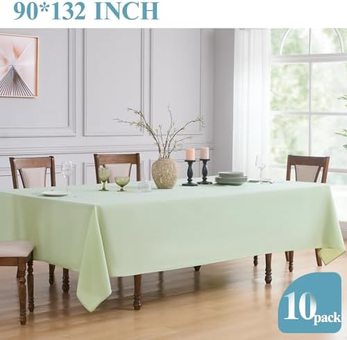 VidaFete 10 Pack 90 * 132inch Sagegreen Rectangle Tablecloth for 6ft Tables - Image 5