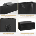 Catlovecorn 20 Pack Large Black Gift Bags, 16.5 x 5.5 x 12.6 In - Image 3