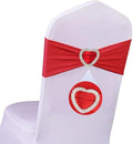 Red Chair Sashes for Wedding 50 Pack Spandex Red Sashes for Chairs Covers Stretch Chair Sahes Band with Heart Buckle Slider Universal Wedding Sashes Bows for Banquet Party Decorations by Unknown