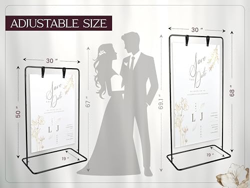 OLEEK Adjustable wedding welcome sign stand - Customizable design bundle for linen sign stand - wedding sign holder - welcome wedding sign - wedding signage with 6 Leather Hanging straps - Image 2