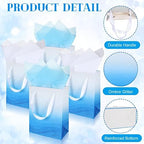 Jeyiour 24 Pcs Ombre Gift Bags Bulk with 48 Pcs Tissue Paper, 9 x 7 x 4 Inch, Glitter Paper Gift Bag, Packaging for Wedding Baby Shower Thank You Birthday Party Candy Supplies(Blue) - Image 4