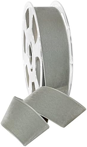 Morex Ribbon Nylon, 1 1/2 inches by 11 Yards, Grey, Item 01240/10-433 Nylvalour Velvet Ribbon, 1 1/2" x 11 yd, by MorexRibbon