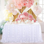 9FT Table Skirt for Baby Shower Tulle White Table Skirt with LED Wedding Birthday Party Table Decortaions - Image 3