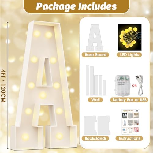 Ledido Easy-Assemble 4FT Marquee Light Up Letter, Large Lighted Letter & - Image 2
