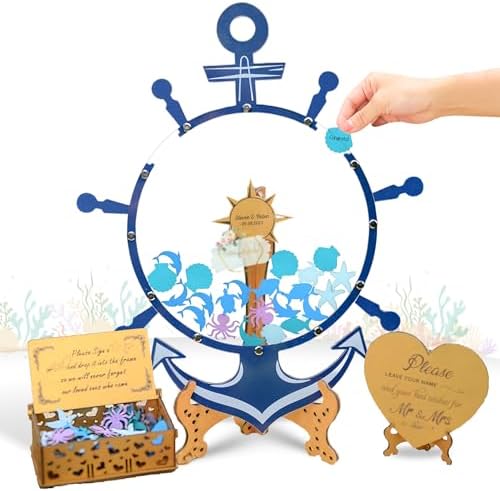 Personalized Nautical Ship Wheel Drop Box Wedding Guest Book Alternative by Handmade