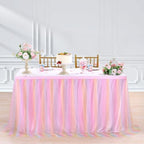 QueenDream Pink Tutu Table Skirts 14ft Colorful Tulle Table Skirt for Rectangle Tables for Baby Shower Birthday Party Wedding Decorations - Image 5