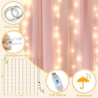 Ledido 10×10ft Pink Tulle Backdrop Curtain with Light(2 Panels 5×10ft) - Image 3