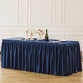 Navy Blue Polyester Table Clothes for 8 Foot Rectangle Tables, Wrinkle Free Fitted Table Cover 8ft Stretch Tablecloths with Skirt for Parties Weddings Birthday Banquet Baby Shower by PartyTalk