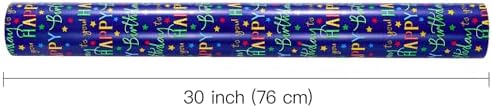 WRAPAHOLIC Jumbo Reversible Birthday Wrapping Paper - 30 Inch x 100 Feet Jumbo Roll - Colorful Happy Birthday Lettering and Stars Design for Bday Party, Baby Shower, Holiday - Image 3