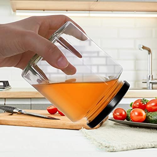 12 Pack 16 oz Hexagon Glass Honey Jars with Black Lids - Image 4