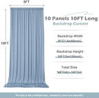 50ft x 10ft Wrinkle Free Dusty Blue Backdrop Curtain for Parties, 10 Panels 5x10ft Silky Polyester Backdrop Drapes Photo Back Drop Cloth for Wedding Birthday Baby Shower Photography Background - Image 6