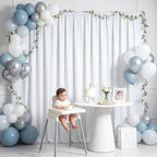 10x9.5 Ft White Backdrop Curtains for Parties, Polyester Photo Backdrop Curtain for Halloween Party, Wedding, Bridal Baby Shower, Stage Decoration, Photoshoot Background (2 Panels 5x9.5Ft) - Image 5