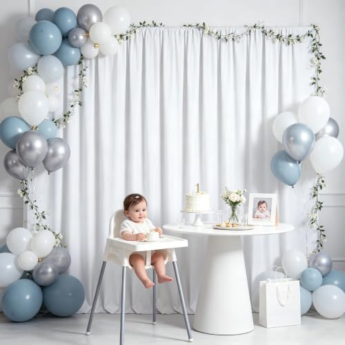 10x9.5 Ft White Backdrop Curtains for Parties, Polyester Photo Backdrop Curtain for Halloween Party, Wedding, Bridal Baby Shower, Stage Decoration, Photoshoot Background (2 Panels 5x9.5Ft) - Image 5